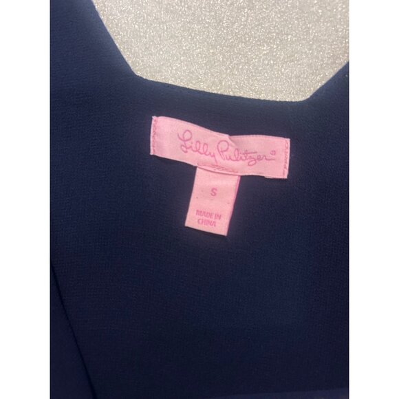 LILLY PULITZER Owen Trapeze Dress Navy Embellished Small - Picture 7 of 7